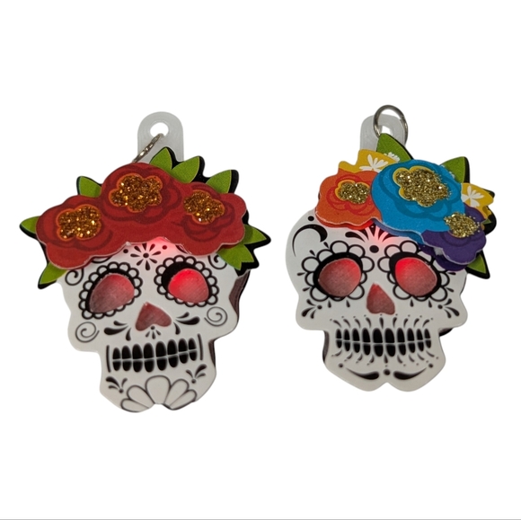 LED light up sugar skull earrings - Picture 1 of 5
